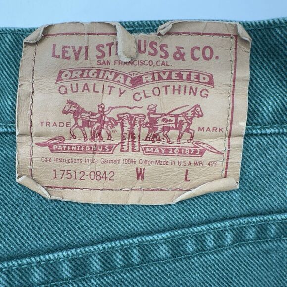 VTG 90s LEVI'S Women's High Waist Tapered Green Size 13 Jeans 17512-0842 Red Tag - Picture 2 of 14